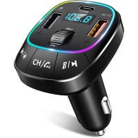 RIWUSI Bluetooth FM Transmitter for Car, Type-C PD 30W & QC 3.0 Quick Charging Bluetooth Car Adapter with Bass Boost Function, Dual Mic FM Radio Receiver Music Player/Car Kit, Hands-Free Calling