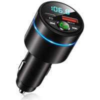 FM Transmitter for Car Bluetooth 5.3, RIWUSI [All-Metal] PD 30W & QC3.0 18W Fast Car Charger, Wireless FM Radio Car Kit Bluetooth Car Adapter, Noise Cancelling Hands-Free Call, Blue Light-Black