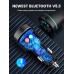 RIWUSI FM Transmitter for Car Bluetooth 5.3, Wireless FM Radio Car Adapter | [All-Metal] PD 30W & QC3.0 18W Fast Car Charger, Noise Cancelling Hands-Free Call, Blue Light - Black