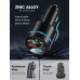 RIWUSI FM Transmitter for Car Bluetooth 5.3, Wireless FM Radio Car Adapter | [All-Metal] PD 30W & QC3.0 18W Fast Car Charger, Noise Cancelling Hands-Free Call, Blue Light - Black
